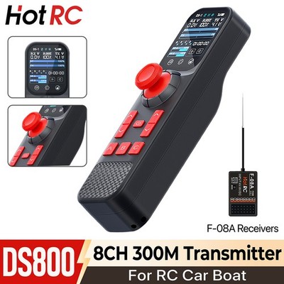 HotRC DS800 Transmitter 8CH Remote Control 2.4Ghz F-08A Receiver for RC Car Boat
