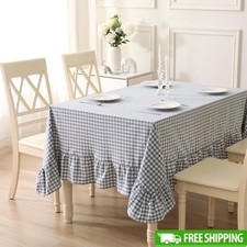 Cotton Gingham Plaid Tablecloth Ruffled Edge Machine Washable Dining Kitchen New