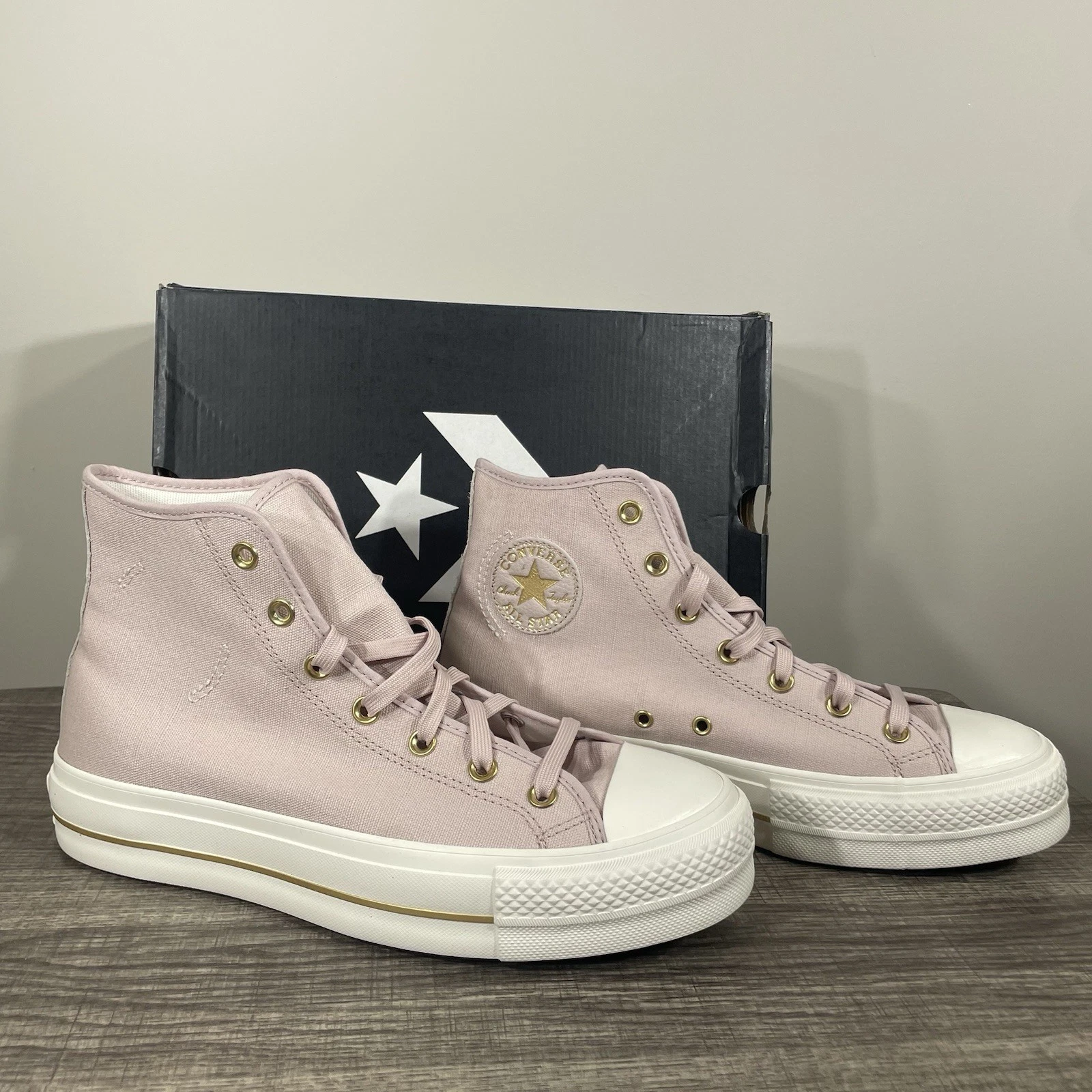 Nuove Converse Chuck Taylor All Star Lift Hi Flush Stone Platform da donna taglia 11