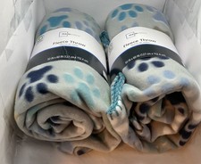 2 Set Mainstays Fleece Blue Dog PAWS Plush Throw Blankets 50" x 60" in. 2