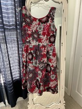 Talbots Size 8 Floral Print Sun Dress 100% Cotton, Lined, Pockets, Preppy