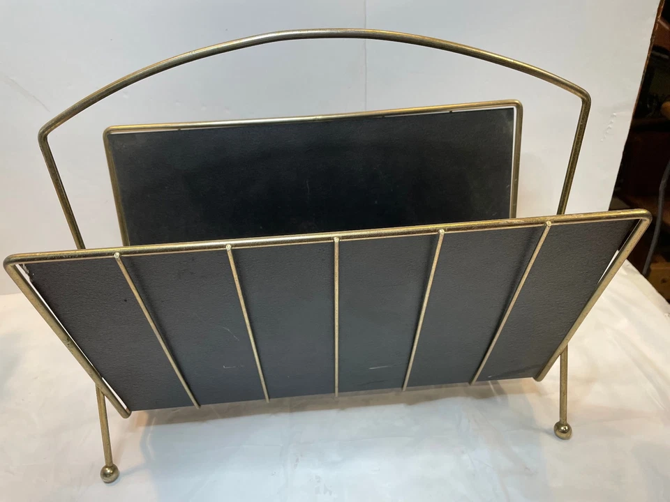 Soporte de metal moderno de mediados de siglo MCM para revistas vintage 17 x 9 x 14 Foto 4 de 4