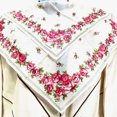 5 Unused New LANCEL  Handker/Mini Scarfs cOTTON 18''  Rose Floral (Select1)