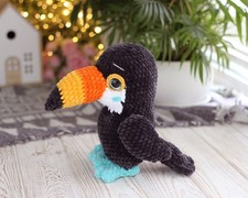 Handmade Crochet Toucan Plush Amigurumi Bird Tropical Decor Cute Gift