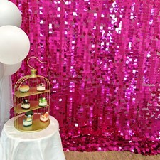 Hot Pink Sequin Backdrop for Party 8ft 8ft 1 Panel, Square Hot Pink 8FT 8FT