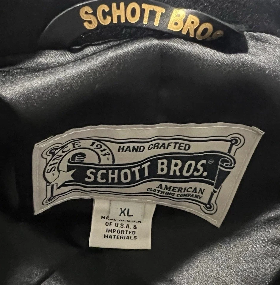 NUEVO CON ETIQUETAS Schott NYC US 740N Abrigo Largo Lana Guisante Chaqueta Azul Marino Para Hombre Talla XL EE. UU. Foto 3 de 4