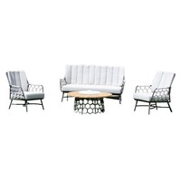 Sonnenpartner 4-Teilige Lounge-Sitzgruppe Yale Mit Tisch Aluminium Mit Teakholz/