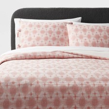 Full/Queen Yarn Dye Ikat Duvet Cover and Sham Set Ivory/Mauve - Threshold: