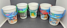 LOT: 5 Vintage Whirley Disney Parks Popcorn Buckets Animal Kingdom Epcot Handles