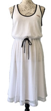 HUNTER NEW Women's White Mesh Tennis Dress Drawstring Waist Stretch Lined XS