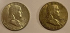 Lot Of 2 ~ 1963 BENJAMIN FRANKLIN ~ Half Dollar Coins ~ Circulated ~ 90% Silver