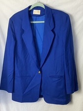 Vintage Pendleton Women Sz 14 Royal Blue 100 Wool Blazer Jacket Gold Button USA
