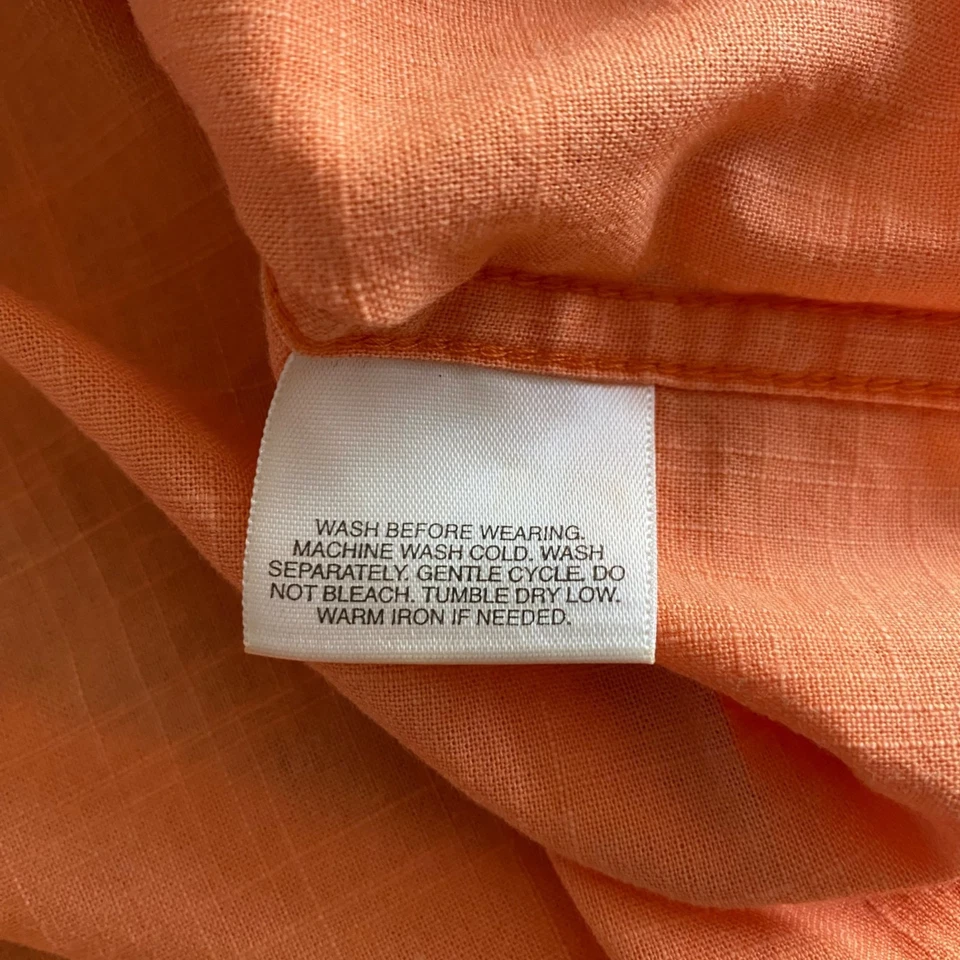 NUEVO CON ETIQUETAS Camisa Covington Para Hombre Manga Corta Abotonada M Naranja Sears 100% Algodón Foto 4 de 4