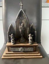 Heiligenbild sakrale Spieluhr Figuren Vintage Originalzustand Holz selten 