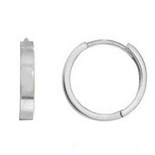 Genuine 14k White Gold 2.5mm Wide Small Hinged Hoop Earrings - 13mm Diameter