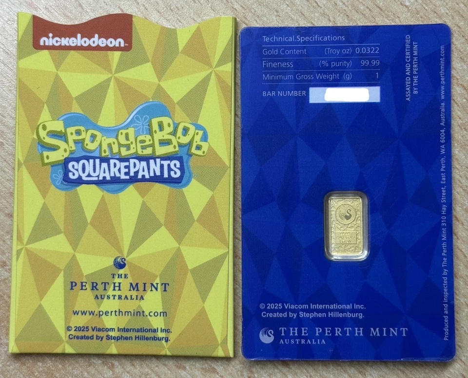 1g Goldbarren SpongeBob Schwammkopf Squarepants (Auflage: nur 5.000) 999,9 fein - Bild 3 von 4