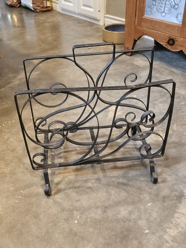 VINTAGE Arts & Crafts Spanish Revival Black Iron Magazine Rack c1920s ...