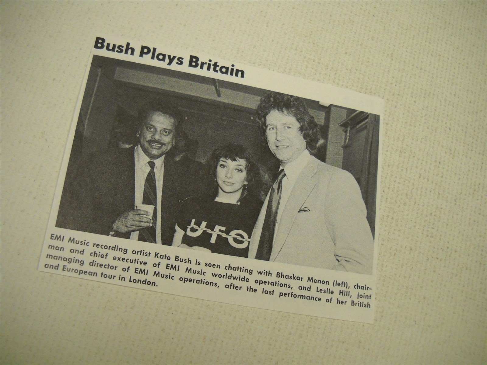 KATE BUSH with Bhaskar Menon and Leslie Hill 1979 music biz promo pic/text