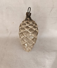 Vintage Glass Snow Gold Pinecone Feather Tree Christmas Ornament Japan