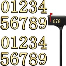 40 Pieces Mailbox Numbers for Outside, 2 Inch - 3D Gold Mailbox Numbers, Self-Ad