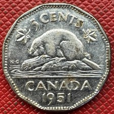 Canada 1951 Chromium Plated Steel 5 Cents. George VI. KM# 42a