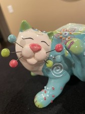 Amy Lacombe Whimsiclay Cat 2006 #13020 Blue G...