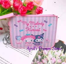 My Melody x Kuromi Babies&Toys Striped ID Cardholder Coin Purse Keychain Wallet