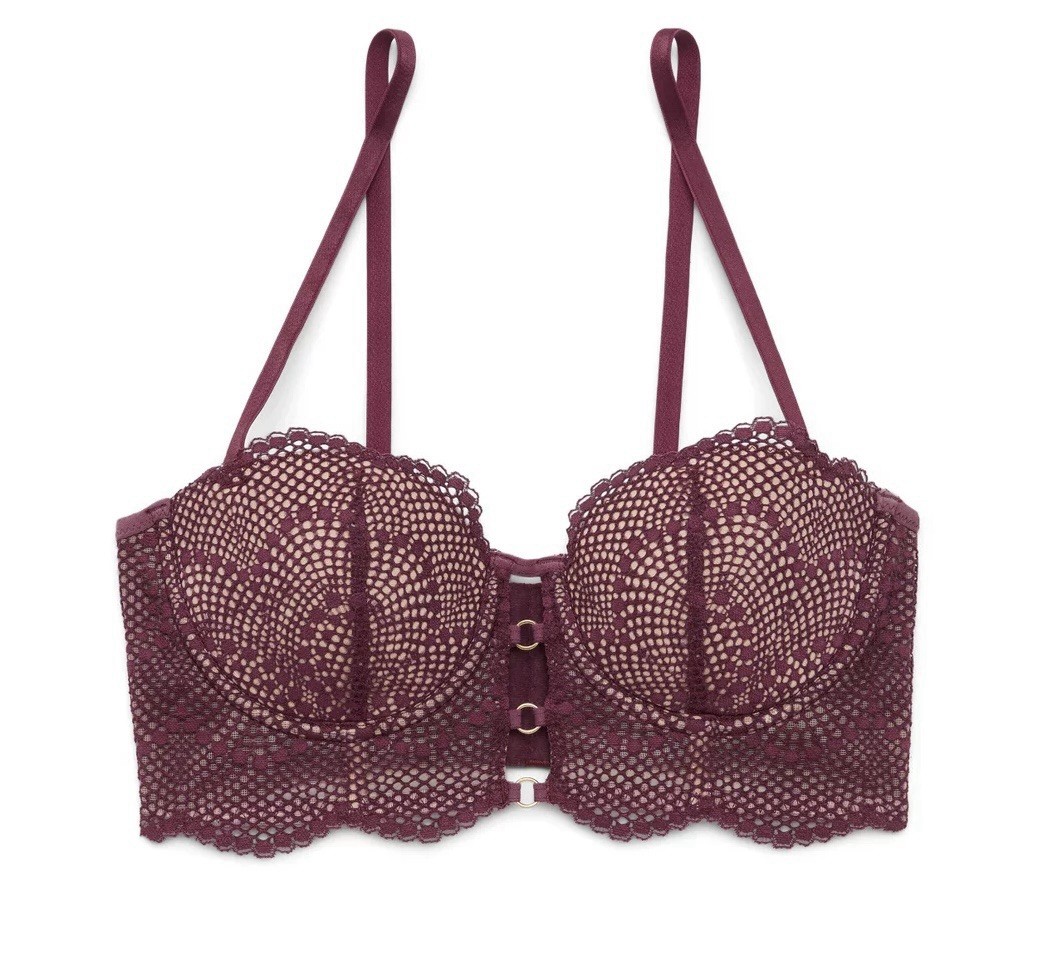 NEW Adore Me Margaritte Push Up Balconette Bra Grape Wine, Size 36DDD