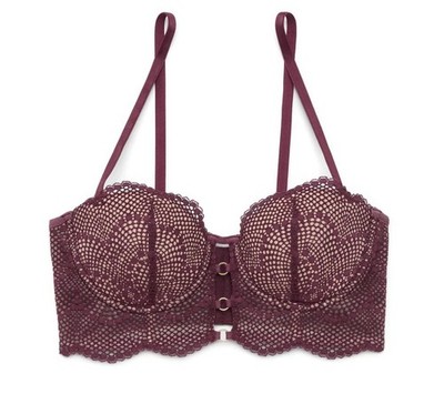 NEW Adore Me Margaritte Push Up Balconette Bra Grape Wine, Size 36DDD