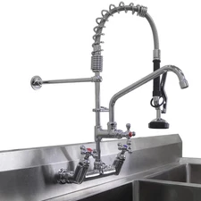 Commercial Sink Faucet Pre Rinse Device 8 Inch Wall Mount Faucet, 26 Inch Height