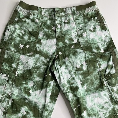 Style & Co Women s Cargo Capri Pants Midrise Bungee Table Green Galaxy 6 New