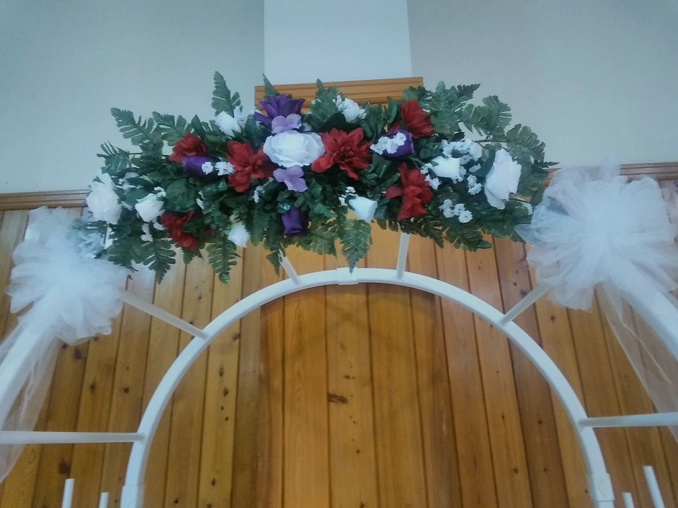 7PC Red WT Multi OR ANY COLOR BOW SWAG Centerpieces Flowers Arch Gazebo Decor - Image 2 of 3