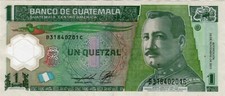 Banknote Guatemala 1 Quetzal 2011 P115b, polymer