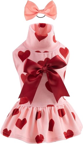 Red Valentine's Themed Dog Harness Vest Dress With Ruffle Skirt Lady Love |  eBay