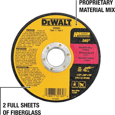 DEWALT Cutting Wheel 5-Pack 4-1/2'' Metal Grinder Discs for General Purpose