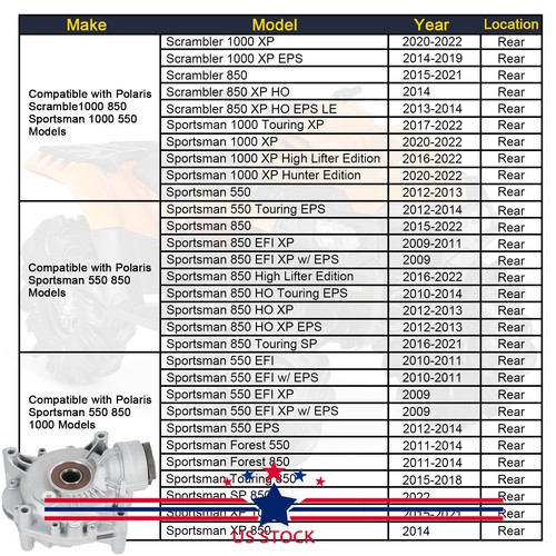 Diferencial trasero 1332802 para Polaris Scrambler Sportsman 1000 850 550 2010-2023 - Imagen 11 de 12