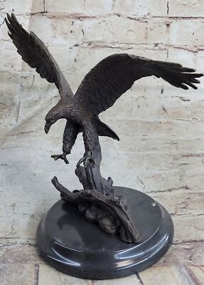 Signed Barye Flying American Eagle Art Deco Bronzeskulptur Statue Figurine NR