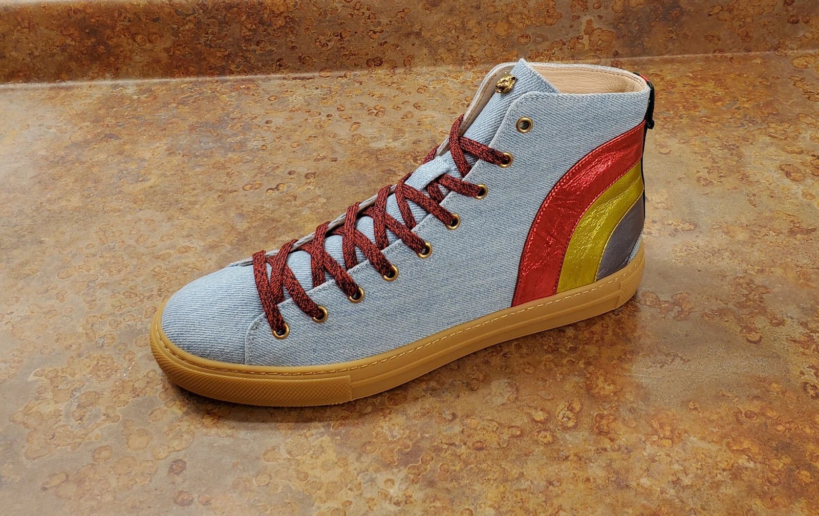 Neuf ! Baskets Gucci « Major » denim arc en ciel bleu homme 11,5 États Unis 10,5 Royaume Uni PDSF