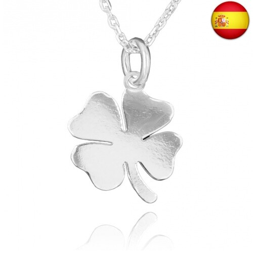 Collar mujer con colgante de trebol de la suerte en plata 925 - Colgante trebol