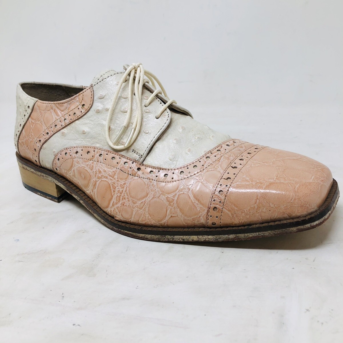 Fortune From Liberty Sz 10 Mens Leather Shoes Ostrich/Croc Pattern - Main Image