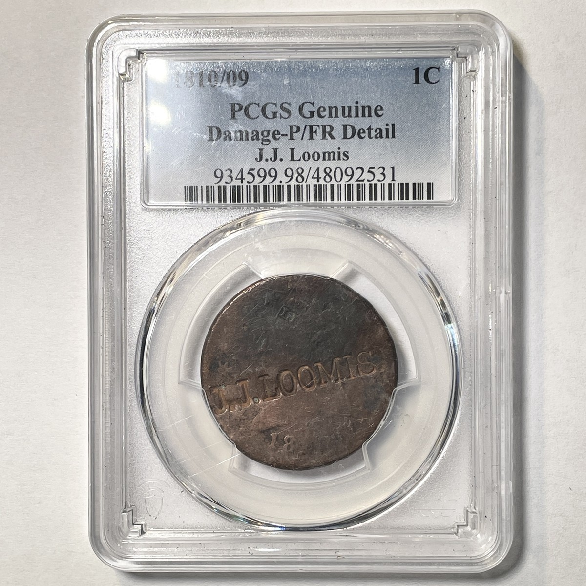 1810/09 J.J. Loomis Counterstamp Classic Head Large Cent P/FR PCGS
