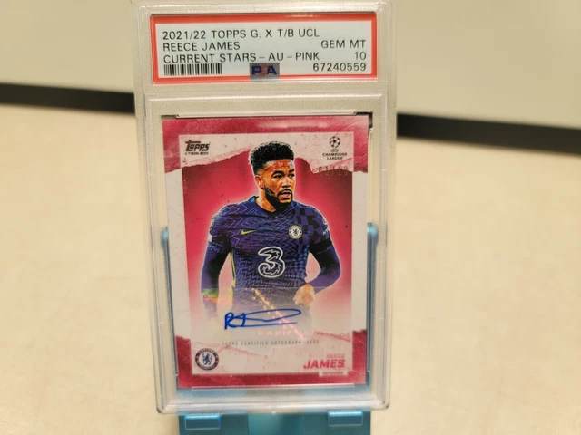 2021/22 Topps G X UCL REECE JAMES CURRENT STARS PINK AUTO PSA 10 t6641