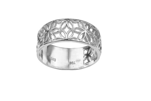 Solid Silver Filigree 8mm Wedding Band Ring 36 sizes + Gift bag - Picture 3 of 4