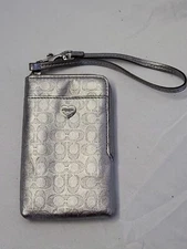 Coach, New York, Wristlet, Credit Card Holder, Silver, Heart, Small, Zipper