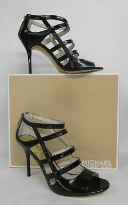 Michael Kors Jessie Zip Back Black Patent Sandal - size 9.5 | eBay