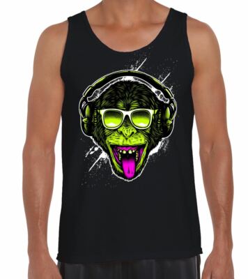 Funky Monkey DJ Herren Trägershirt Tank Top - Rave Clubbing Funk T-Shirt
