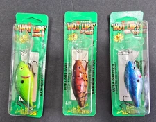 Pre-Rapala Luhr Jensen Vint 1/2oz Hot Lips 3-pak:Chrt Shd Ctl, Ctl Craw, Blt Blu