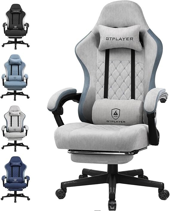GTPLAYER Fabric Gaming Chair with Footrest, Computer Desk Chair