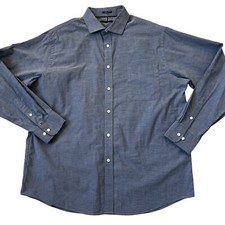 Tommy Hilfiger Blue Wrinkle Free Regular Stretch Button Up Shirt Men XL  61-22