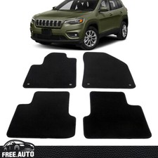 Fits 14-23 Jeep Cherokee Anti-slip Front Rear Floor Mats Nylon 4pcs Black Carpet